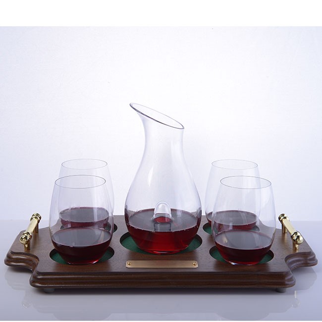 Personalized Riedel O Series Single Decanter And Stemless Glasses Wood 3550