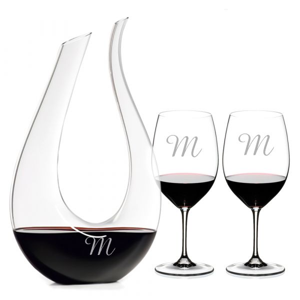 Personalized O Stemless Cabernet / Merlot Red Wine Glass 2pc. Gift Set by  Riedel