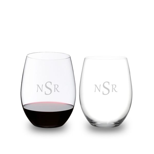 Personalized O Stemless Cabernet / Merlot Red Wine Glass 2pc. Gift Set by  Riedel